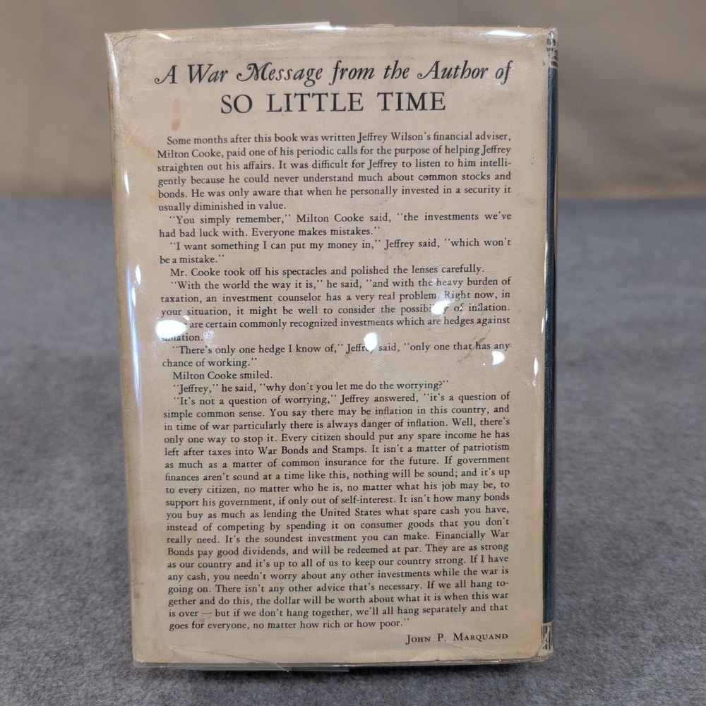 So Little Time A Novel By John P Marquand‎ 1943 Vintage Hardcover Book - Picture 2 of 5